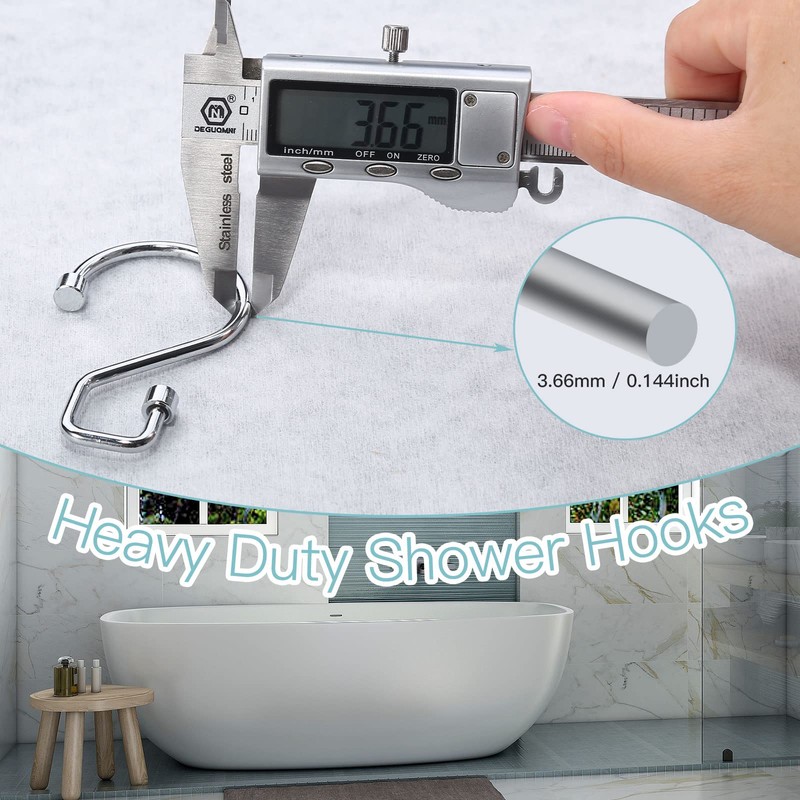 Goowin Shower Curtain Hooks, 12 Pcs S Shape Shower Curtain