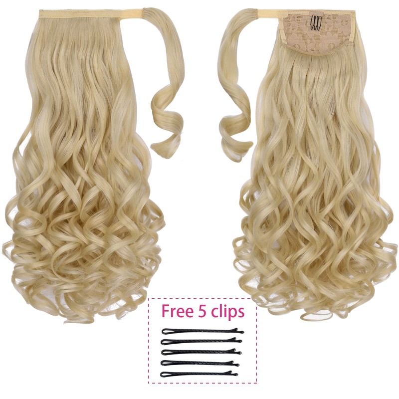 Blonde Ponytail Hair Extension Wavy 20" 5 Oz Clip In