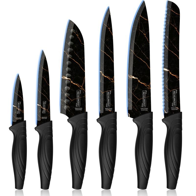 MICHELANGELO Knife Set 6 Piece with Nonstick Granite Coating, Sharp