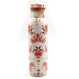 900 ML Decent Design Copper Bottle Water with Lid Perfect Ayurvedic Copper Vessel for Sports, Fitness, Yoga Leak Proof 900 ML (White -02)