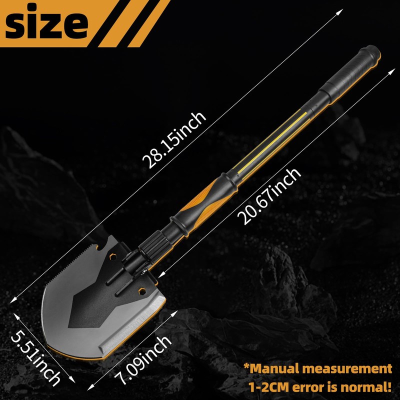HSWGHWX 28" Tactical Folding Shovel Military Multi-Tool - Entrenching Tool