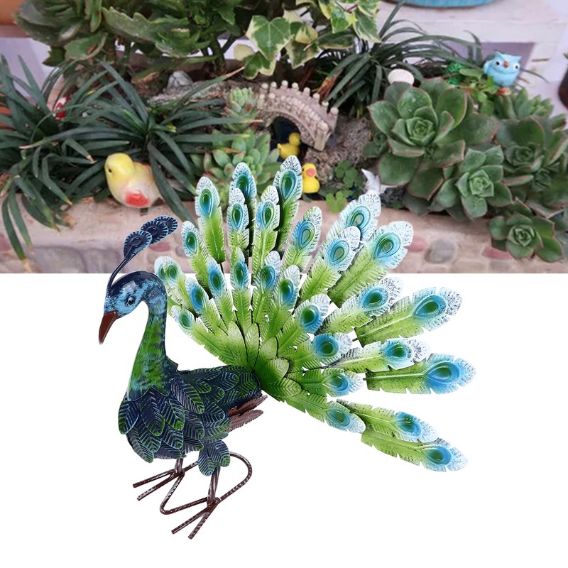 Metal Peacock Statue Realistic Easy DIY Assembly Beautiful Peacock Statue