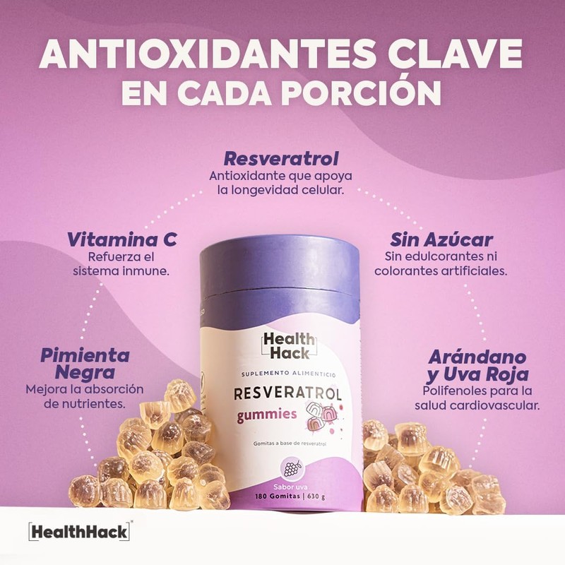 Health Hack Myo y D-Chiro Inositol en Gomitas + Resveratrol