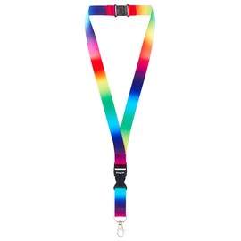 Lanyard Strap Multi-Coloured with Safety Clasp and Swivel Carabiner Hook, rainbow