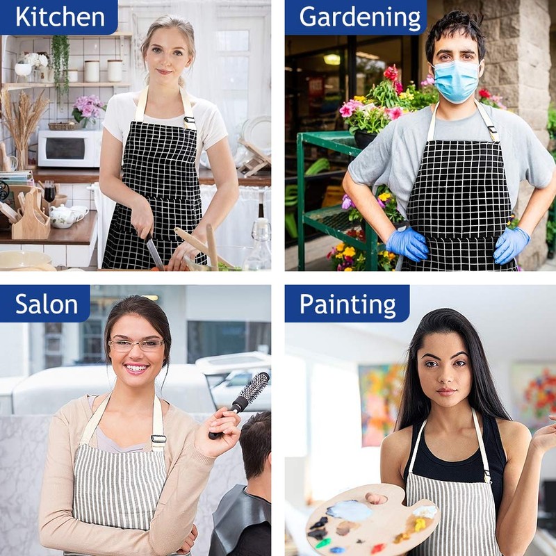 Vicloon Unisex Adjustable Bib Apron, 2 Pcs Apron with 2