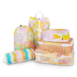 Xmzsdz 6 Pcs Compression Packing Cubes for Travel Suitcases, Waterproof Luggage Organizer Bags Set, Washable Packaging Cubes for Women Backpack Travel Perfect for Carry-Ons and Storage