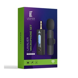 Lespier Technologies - Professional Wireless Lavalier Microphone Set - 3.5mm Standard Audio/Headphone Jack - Plug & Play