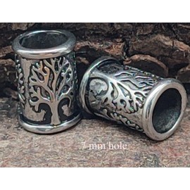 Beard Bead Curl Bead Stainless Steel Tree of Life 7 mm, Metal, No Gemstone