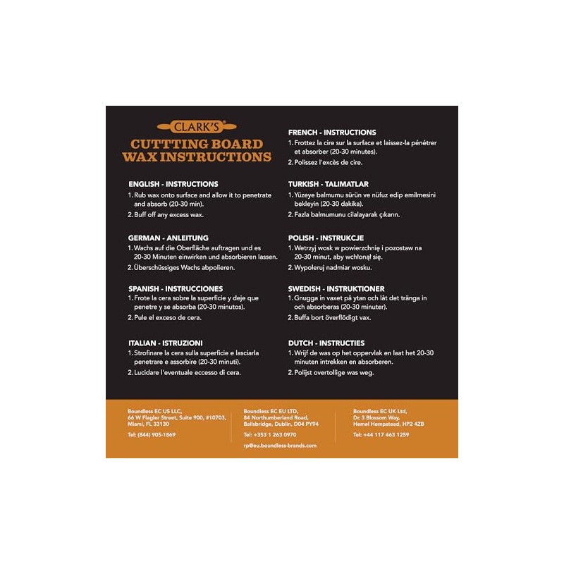 CLARK'S CLARK'S Food Grade Mineral Oil (12oz) and Carnauba Wax