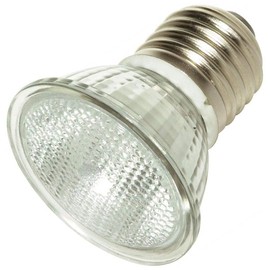 Satco S4623 20 Watt MR16 Short Neck Halogen Medium Base 120 Volt Clear FL 36 Beam Pattern No Harmful Ultraviolet Rays Light Bulb, With Lens