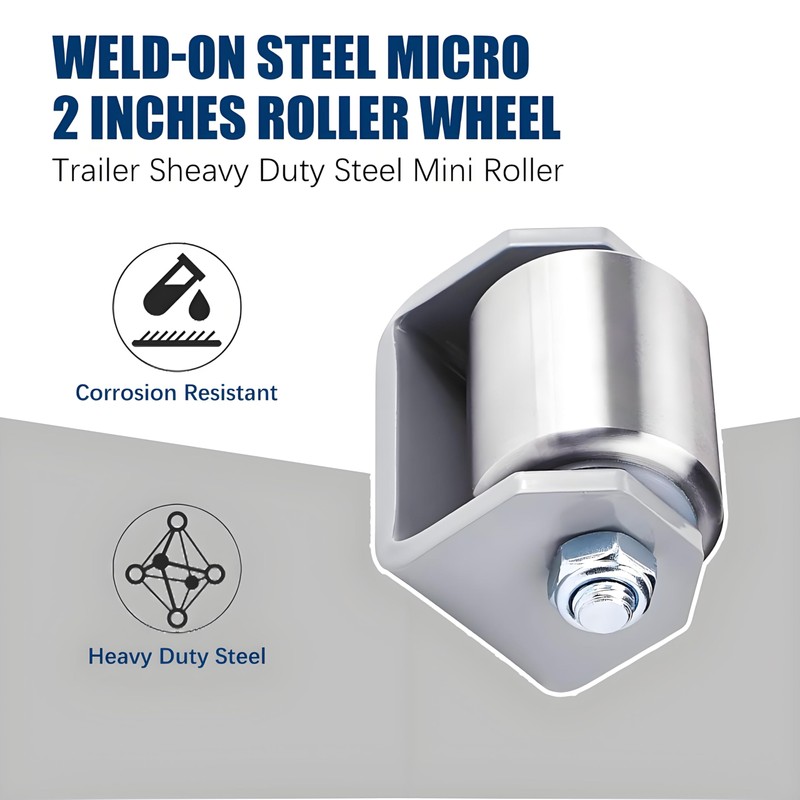 2.4" Heavy Duty Roller Weld-On Trailer Rollers (4-Pack) - Skid-Proof