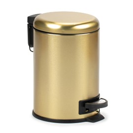 TATAY Cosmetic Bin with Stainless Steel Pedal, 3L Capacity, Removable Interior, Soft Lock Closure, BPA Free, Gold Colour Dimensions: 17.5 x 22.5 x 25 cm