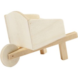 greedeko Miniature Wheelbarrow for Crafts, 11 x 6 cm, Wood, DIY, Decoration, Mini Garden Tools