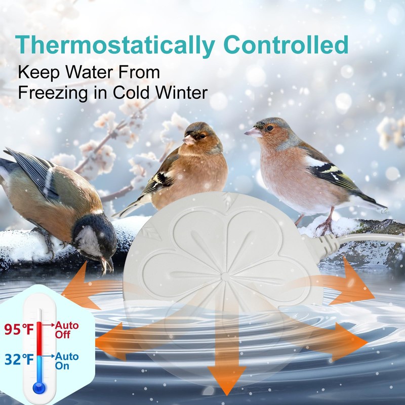 Poffattr 110W Bird Bath Heater for Outdoors in Winter, Submergible