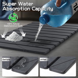 Rhombus Foldable Diatomite Stone Bath Mat, Quick Dry Super Absorbent Bath Mats for Bathroom, 23.6*15.8 In Non Slip Bathroom Shower Floor Mat, Diatomaceous Earth Water Absorbent Mats, Easy to Store