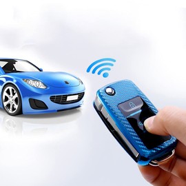RXXR Car Key Case Compatible with VW, VW Golf Key Box, Key Cover for VW Polo Passat Skoda Seat 3 Buttons (Blue)