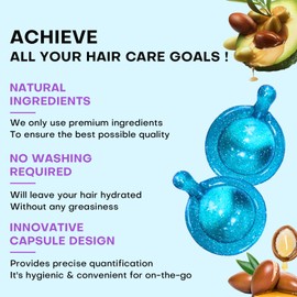 Permotary 100Pcs Hair Vitamin Serum Capsule, Hair Treatment Serum Oil, No Rinse Conditioner with Moroccan Macadamia Avocado Oils, Vitamins A C E Pro B5 for Frizzy Dry & Damaged Hair
