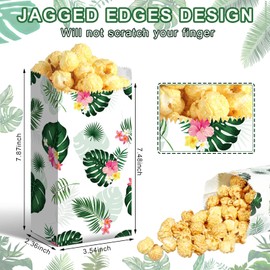 Pajean 100 Pcs Hawaiian Popcorn Bags 1 oz Luau Party Favor Bags Aloha Paper Baggies Palm Leaves Goodie Baggies for Hawaiian Party Summer Birthday Baby Shower Supplies Decor