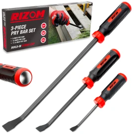 Rizom Pry Bar Set, 3-Piece Pry Bar with Strike Cap Handle, Angled Tip for Prying, Lifting and Pulling Objects