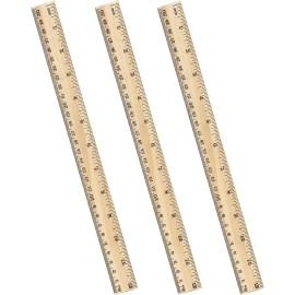 ZZTX 3 Pack Wooden Ruler 12 Inch Rulers Bulk Wood Measuring Ruler for Students O