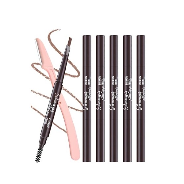 Waterproof Eyebrow Pencils for Women, 6Pcs Double-ended Light Brown Eye