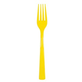 Unique Neon Yellow Solid Plastic Forks (18ct) - Durable & Elegant Party Cutlery - Perfect For Parties, Picnics & Every Occasion