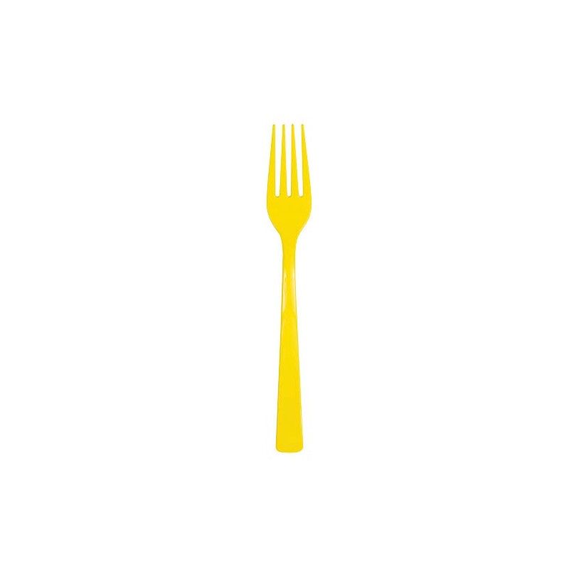 Unique Neon Yellow Solid Plastic Forks (18ct) - Durable &