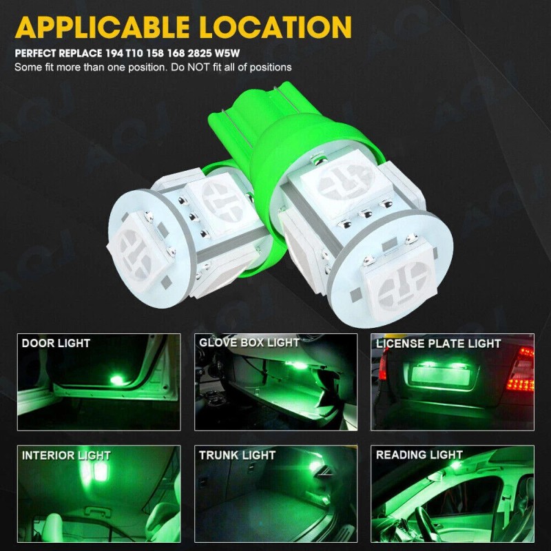 AQJ 10X Green LED Bulbs Instrument Cluster Panel Backlight Gauge