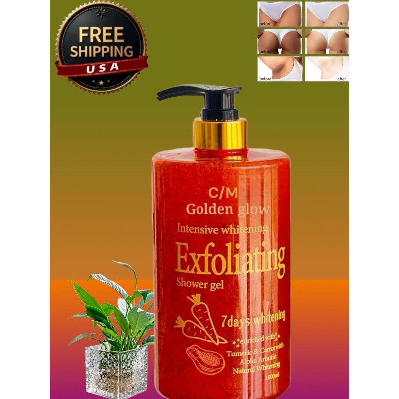 Golden Glow Intensive Whitening Shower Gel Exfoliating Body Wash [USA