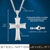 Men's Stainless Steel Flared Cross Pendant with Brushed Finish on