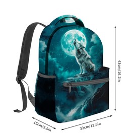 VANZEV Howling Wolf Moon Backpack Travel Backpacks Laptop Rucksack,School Bookbag for Women Kids Boys Girls,Animal Back Pack Accessories Bags,Ideal Gifts for Work, Outdoor Adventures