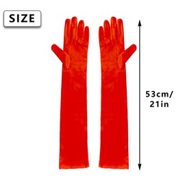 1 Pair of Long Satin Finger Gloves 1920s Opera Party Wedding Bridal Etiquette Gloves Sun Protection Gloves for Women Girls (Red)