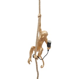 SNKOURIN Monkey Wall Lamp, Industrial Vintage Resin Wall Lamp, Creative Monkey Shape Plug in Wall Sconces, E26 Wall Light Fixture for Living Room Childrens Room Bedroom, Gold