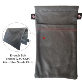 bqover Large Double Microfiber Suede Pouch, Soft Squeeze Top Eyeglasses/Sunglasses Phone Pouch Cases(1)