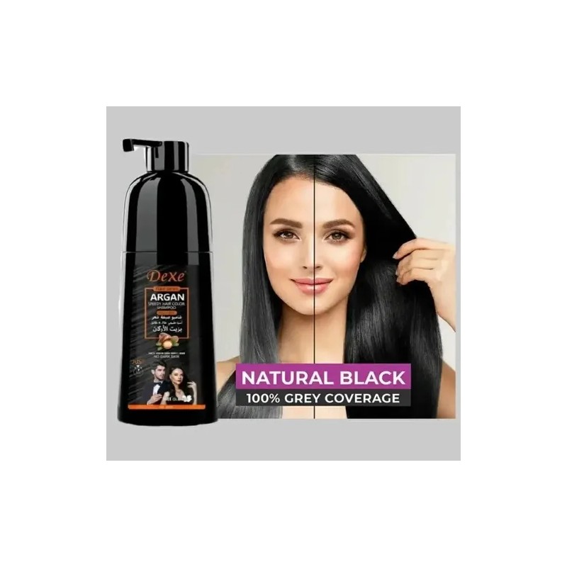 Shampoo Tinte Argán Negro Cubre Canas Barba Dexe