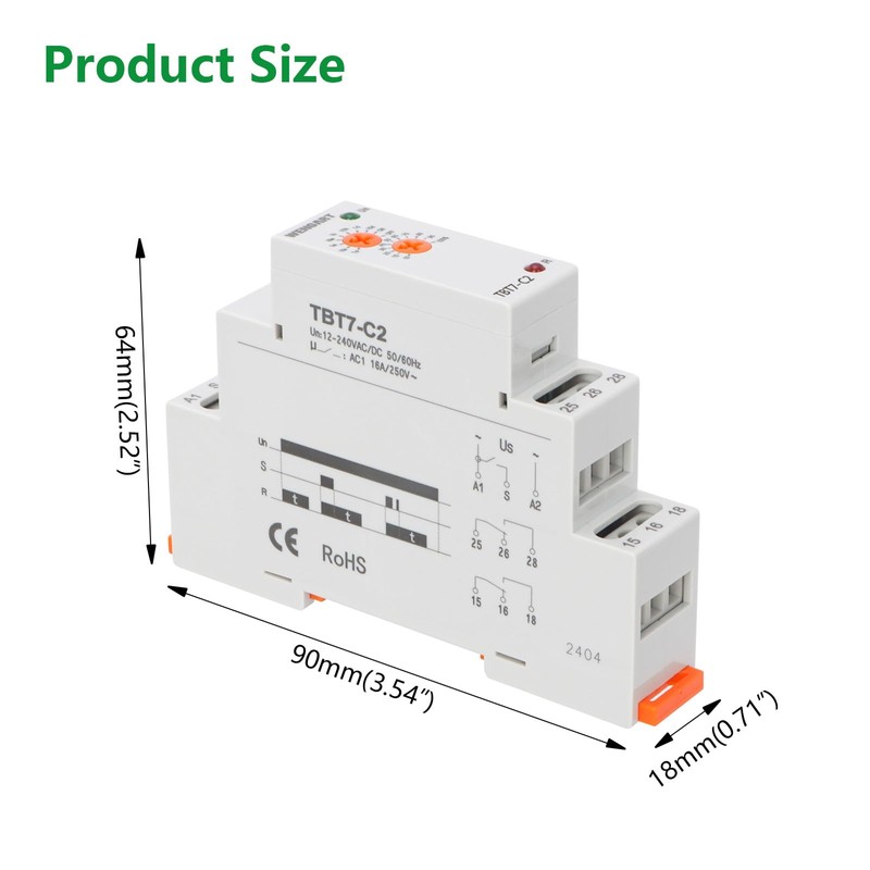 Wengart Delay Time Relay TBT7-C, Single Function Time Delay Relay,