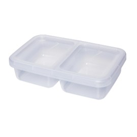 Kigima 2-Fach Mehrweg Menüschale Menübehälter Meal Prep Box 2,4l 2er Set extra stabil wiederverwendbar mikrowellengeeignet