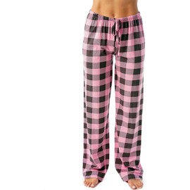 Pajama Pants for Women Plaid Pajamas Comfy Lounge Pants Plus Size Wide Leg Checkered Womens Fall Winter 2024 Plush Fuzzy Fluffy Flannel PJ Bottoms Ladies Cute Sleepwear Buffalo Wear(A-Pink,Medium)