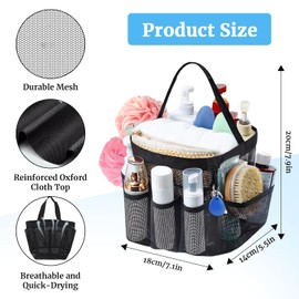 Leseogye Mesh Shower Caddy, 8 Pockets Shower Tote with Handle, Portable Caddy for College Dorm Room Essentials, Bathroom Beach Swimming Gym