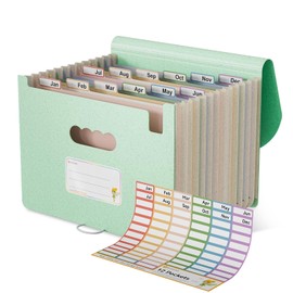 EcoStash Document Folder A4 12 Compartments Wheat Straw Expanding Folder Sorting Folder Colourful File Folder Organiser Accordion File Folder Organiser BPA-Free Back to Nature Healthy Life Mint Blue