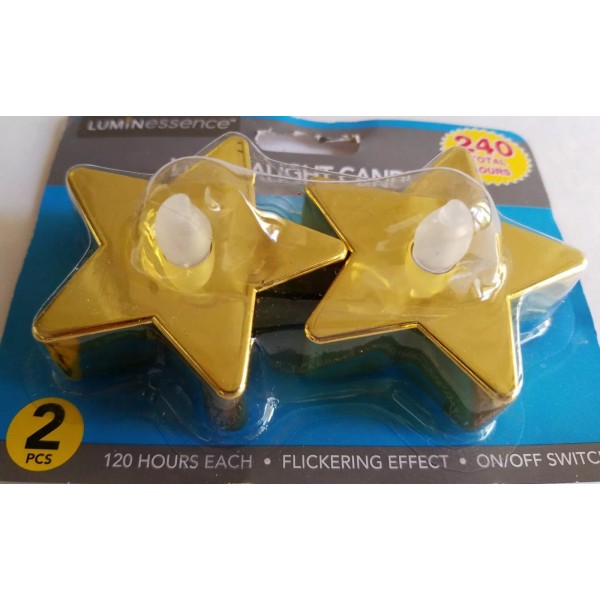 Luminessence Patriotic Flickering LED Star Candles 2”H X 2.5”D 120