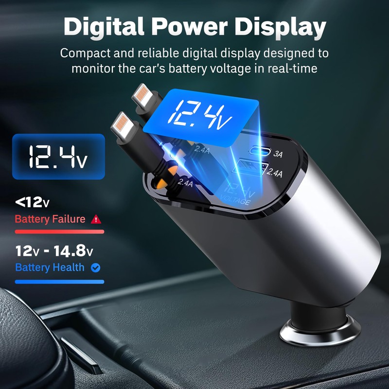 EcoNour Einziehbares Autoladegerät (L+ L) mit Dockingstation - Dual Lighting