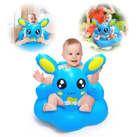 Baby Inflatable Seat - PVC Foldable Baby Chair for 3-12 Months, Portable Floor Seat for Babies, Seat for Infants, Home and On the Go (Blue)