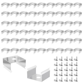 FOCMKEAS 50Pcs LED Strip Light Clips Neon lamp Mounting Fixing Bracket Stainless Steel Clamp Holder with Screws for H-805 LED Strip Lighting Cable Indoor and Outdoor