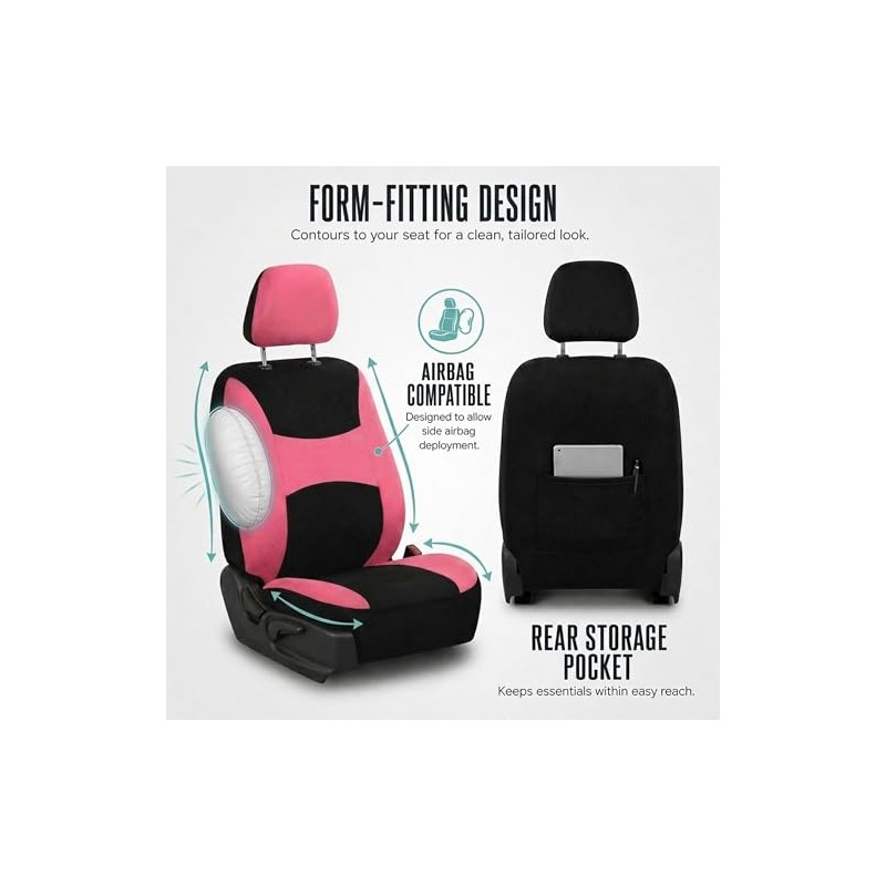 FH GROUP FB030PINK-COMBO Seat Cover Combo Set with Steering Wheel