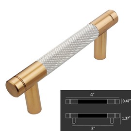 Guoharda 12 Pack 3 Inch 76 mm Bronze and Nickel Knurled Cabinet Handles Cabinet Pulls Aluminum Handles Pulls Gold Oxidation Finish with Diamond Pattern 4" Length pulls (Classic-12, 3 Inch)