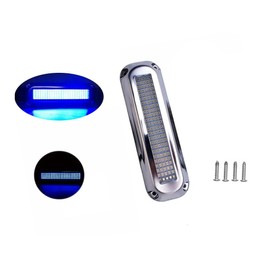 LLD_TK 120 LED Waterproof 316 Stainless Steel Trim Ring Boat High-Intensity LED Underwater Light Clear Lens Pontoon Marine Boat Transom (Blue)