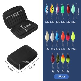 Trout Spoon Set, Trout Bait, 2.5 g/3.5 g/5 g, Fishing Accessories with Storage Box, Artificial Bait, Spinner, Blinker Set, 16 Pieces