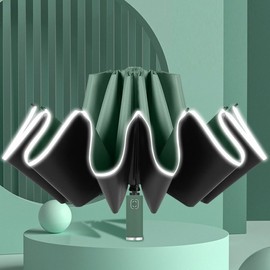 Reverse folding 3-stage automatic umbrella Green reverse folding umbrella / 거꾸로 접이식 3단 자동우산 그린 반대로 접히는 우산