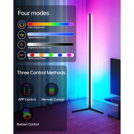Bodami Corner Floor Lamp,LED Smart Floor Lamp,with Music Sync, with Remote & App Control, 16 Million DIY Colors and Timing for Living Rooms、Bedrooms and Gaming Rooms...(1 Pack)